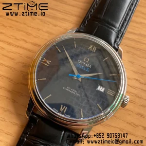 OMEGA De Ville Prestige Orbis 424.13.40.20.03.003 39.5mm SS A+F 1:1 Best Edition Blue Dial Silver Markers on Blue Leather Strap A2500 - Super Clone Watch | 1:1 Best Version