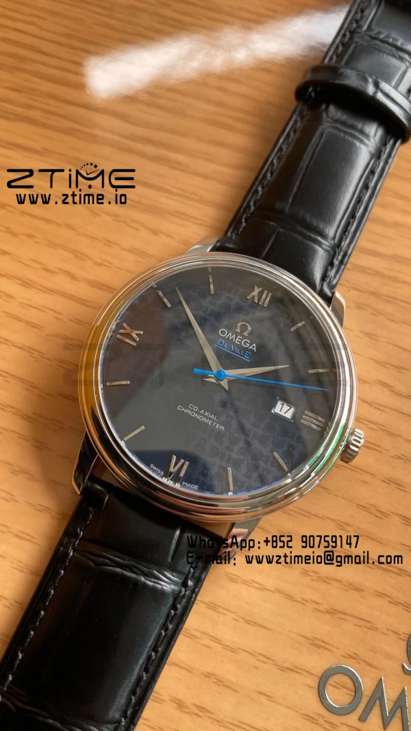 OMEGA De Ville Prestige Orbis 424.13.40.20.03.003 39.5mm SS A+F 1:1 Best Edition Μπλε καντράν Ασημί δείκτες σε μπλε δερμάτινο λουράκι A2500 - Super Clone Watch | 1:1 Best Version