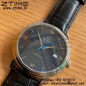 OMEGA De Ville Prestige Orbis 424.13.40.20.03.003 39.5mm SS A+F 1:1 Best Edition Μπλε καντράν Ασημί δείκτες σε μπλε δερμάτινο λουράκι A2500 - Super Clone Watch | 1:1 Best Version