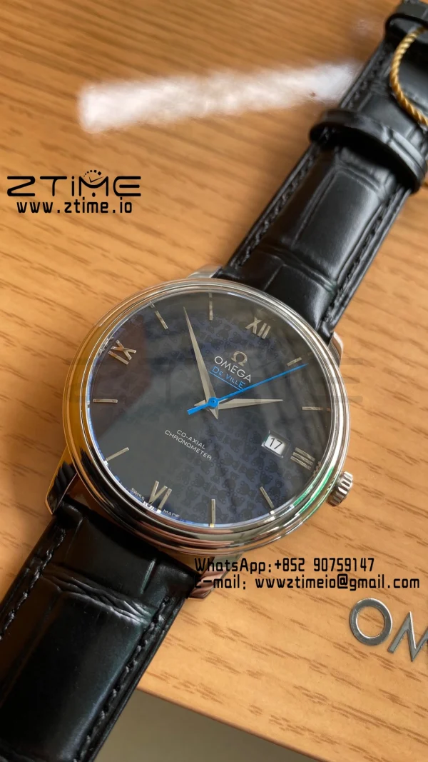 OMEGA De Ville Prestige Orbis 424.13.40.20.03.003 39.5mm SS A+F 1:1 Best Edition Μπλε καντράν Ασημί δείκτες σε μπλε δερμάτινο λουράκι A2500 - Super Clone Watch | 1:1 Best Version