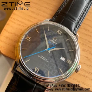 OMEGA De Ville Prestige Orbis 424.13.40.20.03.003 39.5mm SS A+F 1:1 Best Edition Μπλε καντράν Ασημί δείκτες σε μπλε δερμάτινο λουράκι A2500 - Super Clone Watch | 1:1 Best Version