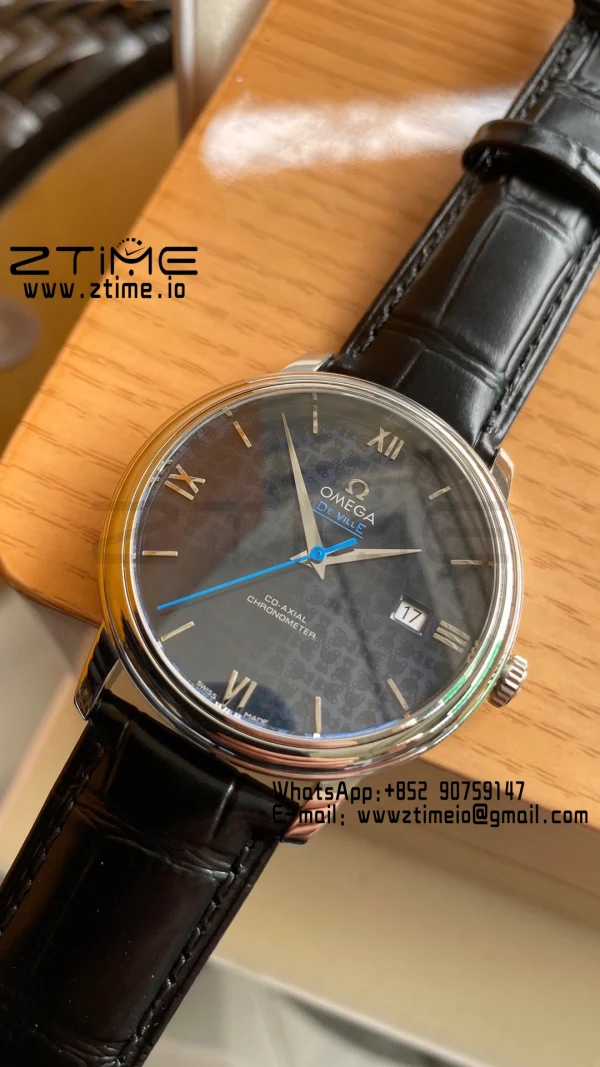 OMEGA De Ville Prestige Orbis 424.13.40.20.03.003 39.5mm SS A+F 1:1 Best Edition Μπλε καντράν Ασημί δείκτες σε μπλε δερμάτινο λουράκι A2500 - Super Clone Watch | 1:1 Best Version