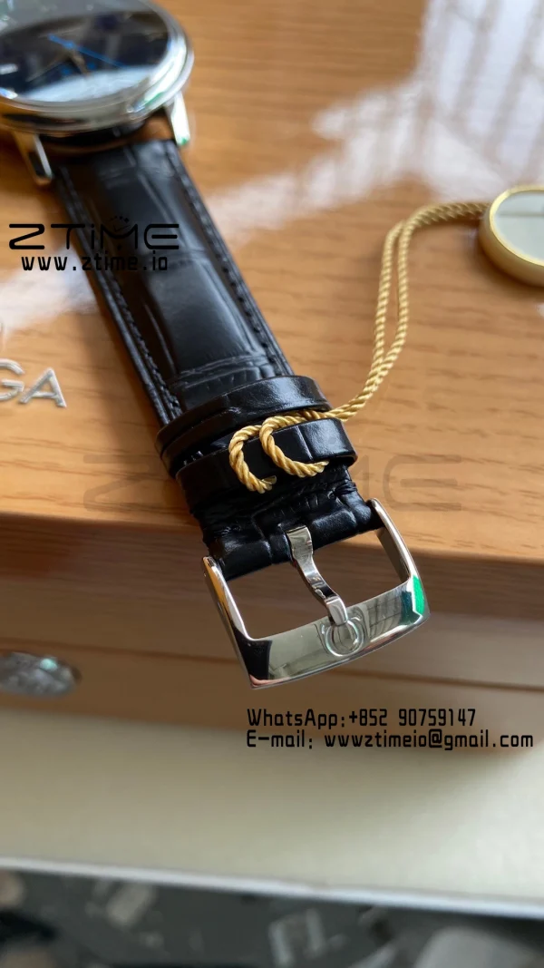 OMEGA De Ville Prestige Orbis 424.13.40.20.03.003 39.5mm SS A+F 1:1 Best Edition Μπλε καντράν Ασημί δείκτες σε μπλε δερμάτινο λουράκι A2500 - Super Clone Watch | 1:1 Best Version