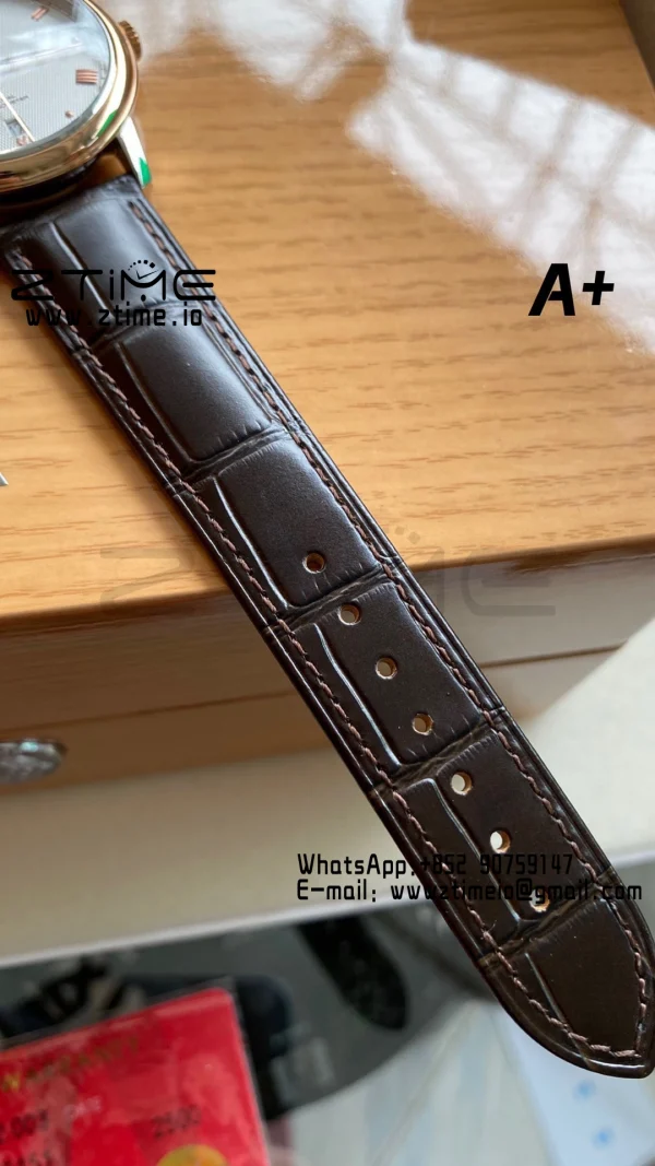 OMEGA De Ville Prestige 39.5mm RG/SS A+F 1:1 Best Edition White Diamond-shaped Dial RG Markers on Black Leather Strap A2500 - Super Clone Watch | 1:1 Best Version