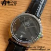 OMEGA De Ville Prestige 39.5mm SS A+F 1:1 Best Edition Black Diamond-shaped Dial Silver Markers on Black Leather Strap A2500 - Super Clone Watch | 1:1 Best Version