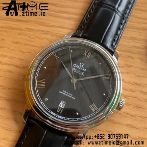 OMEGA De Ville Prestige 39.5mm SS A+F 1:1 Best Edition Black Diamond-shaped Dial Silver Markers on Black Leather Strap A2500 - Super Clone Watch | 1:1 Best Version