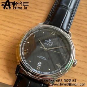 OMEGA De Ville Prestige 39.5mm SS A+F 1:1 Best Edition Black Diamond-shaped Dial Silver Markers on Black Leather Strap A2500 - Super Clone Watch | 1:1 Best Version