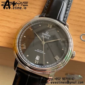 OMEGA De Ville Prestige 39.5mm SS A+F 1:1 Best Edition Black Diamond-shaped Dial Silver Markers on Black Leather Strap A2500 - Super Clone Watch | 1:1 Best Version