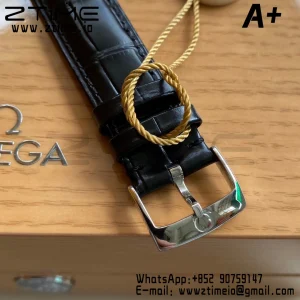 OMEGA De Ville Prestige 39.5mm SS A+F 1:1 Best Edition Black Diamond-shaped Dial Silver Markers on Black Leather Strap A2500 - Super Clone Watch | 1:1 Best Version