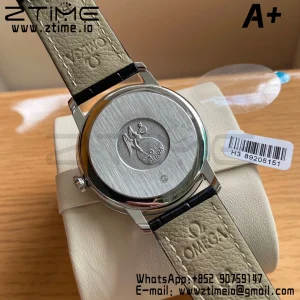 OMEGA De Ville Prestige 39.5mm SS A+F 1:1 Best Edition Black Diamond-shaped Dial Silver Markers on Black Leather Strap A2500 - Super Clone Watch | 1:1 Best Version