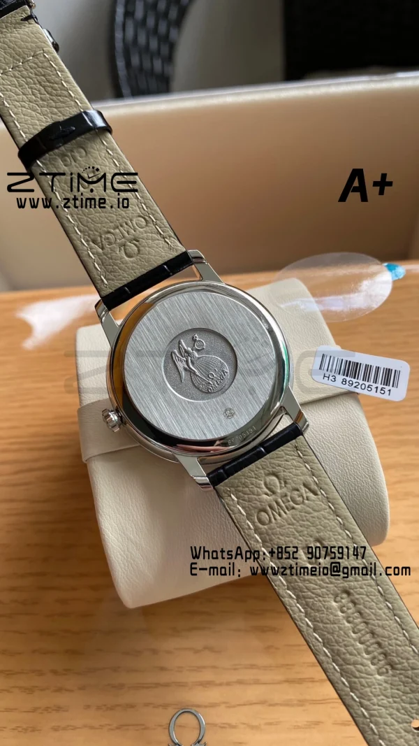 OMEGA De Ville Prestige 39.5mm SS A+F 1:1 Best Edition Black Diamond-shaped Dial Silver Markers on Black Leather Strap A2500 - Super Clone Watch | 1:1 Best Version