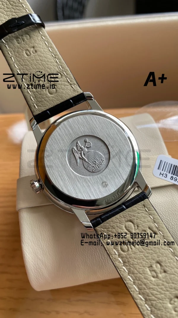 OMEGA De Ville Prestige 39.5mm SS A+F 1:1 Best Edition Black Diamond-shaped Dial Silver Markers on Black Leather Strap A2500 - Super Clone Watch | 1:1 Best Version