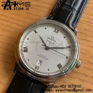 オメガ デ・ヴィル プレステージ 39.5mm SS A+F 1:1 ベスト・エディション ホワイトダイヤモンド ダイアル シルバーマーカー ブラックレザーストラップ A2500 - スーパークローンウォッチ｜1:1 ベスト・バージョン