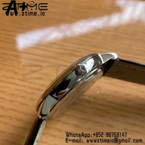 オメガ デ・ヴィル プレステージ 39.5mm SS A+F 1:1 ベスト・エディション ホワイトダイヤモンド ダイアル シルバーマーカー ブラックレザーストラップ A2500 - スーパークローンウォッチ｜1:1 ベスト・バージョン