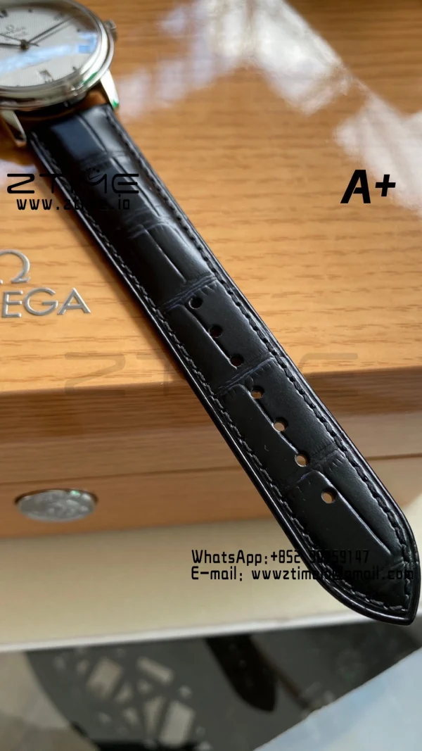 オメガ デ・ヴィル プレステージ 39.5mm SS A+F 1:1 ベスト・エディション ホワイトダイヤモンド ダイアル シルバーマーカー ブラックレザーストラップ A2500 - スーパークローンウォッチ｜1:1 ベスト・バージョン