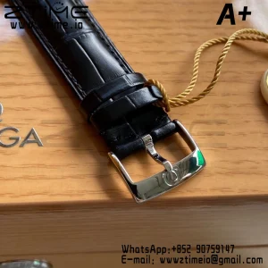 オメガ デ・ヴィル プレステージ 39.5mm SS A+F 1:1 ベスト・エディション ホワイトダイヤモンド ダイアル シルバーマーカー ブラックレザーストラップ A2500 - スーパークローンウォッチ｜1:1 ベスト・バージョン