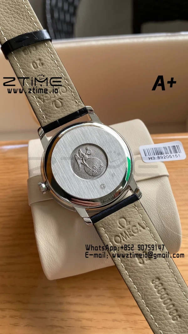 オメガ デ・ヴィル プレステージ 39.5mm SS A+F 1:1 ベスト・エディション ホワイトダイヤモンド ダイアル シルバーマーカー ブラックレザーストラップ A2500 - スーパークローンウォッチ｜1:1 ベスト・バージョン
