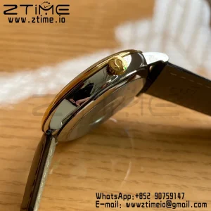 OMEGA De Ville Prestige 39.5mm YG/SS A+F 1:1 Best Edition Yellow Granular Dial YG Markers on Black Leather Strap A2500 - Super Clone Watch | 1:1 Best Version