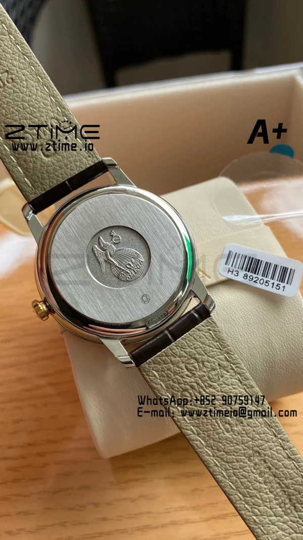 OMEGA De Ville Prestige 39.5mm YG/SS A+F 1:1 Best Edition Yellow Granular Dial YG Markers on Black Leather Strap A2500 - Super Clone Watch | 1:1 Best Version