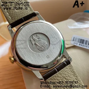 OMEGA De Ville Prestige 39.5mm YG/SS A+F 1:1 Best Edition Yellow Granular Dial YG Markers on Black Leather Strap A2500 - Super Clone Watch | 1:1 Best Version