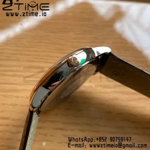 OMEGA De Ville Prestige 39.5mm RG/SS A+F 1:1 Best Edition White Granular Dial RG Markers on Black Leather Strap A2500 - Super Clone Watch | 1:1 Best Version