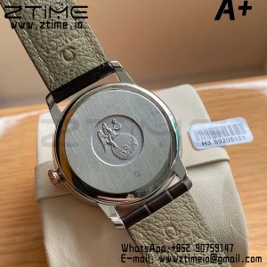 OMEGA De Ville Prestige 39.5mm RG/SS A+F 1:1 Best Edition White Granular Dial RG Markers on Black Leather Strap A2500 - Super Clone Watch | 1:1 Best Version