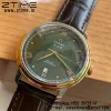 OMEGA De Ville Prestige 39.5mm YG/SS A+F 1:1 Best Edition Green Granular Dial YG Markers on Black Leather Strap A2500 - Super Clone Watch | 1:1 Best Version