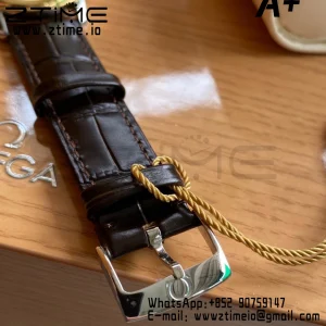 OMEGA De Ville Prestige 39.5mm YG/SS A+F 1:1 Best Edition Green Granular Dial YG Markers on Black Leather Strap A2500 - Super Clone Watch | 1:1 Best Version