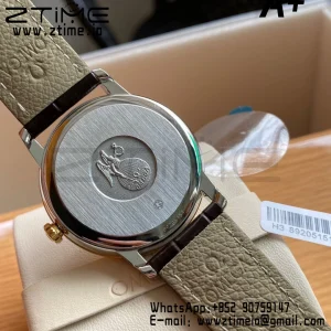 OMEGA De Ville Prestige 39.5mm YG/SS A+F 1:1 Best Edition Green Granular Dial YG Markers on Black Leather Strap A2500 - Super Clone Watch | 1:1 Best Version