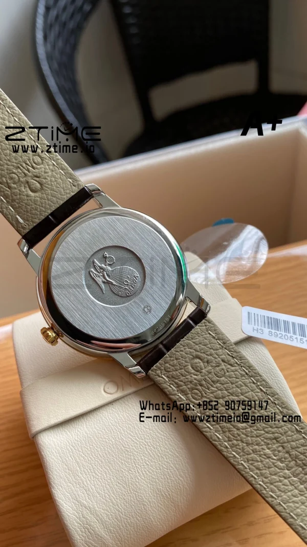 OMEGA De Ville Prestige 39.5mm YG/SS A+F 1:1 Best Edition Green Granular Dial YG Markers on Black Leather Strap A2500 - Super Clone Watch | 1:1 Best Version