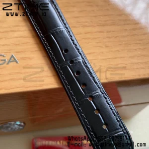 OMEGA De Ville Prestige 39.5mm SS A+F 1:1 Best Edition Μπλε κοκκώδες καντράν με δείκτες YG σε μαύρο δερμάτινο λουράκι A2500 - Super Clone Watch | 1:1 Best Version