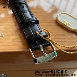 OMEGA De Ville Prestige 39.5mm SS A+F 1:1 Best Edition Μπλε κοκκώδες καντράν με δείκτες YG σε μαύρο δερμάτινο λουράκι A2500 - Super Clone Watch | 1:1 Best Version