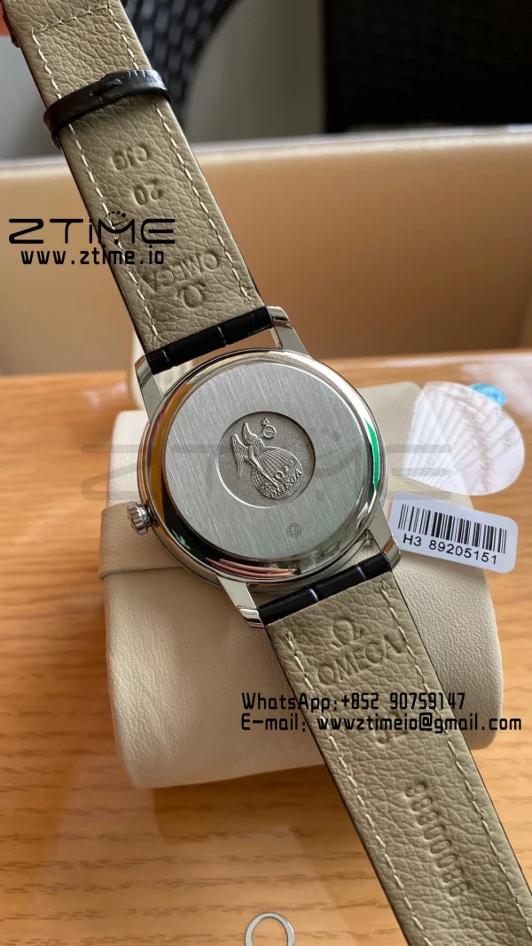OMEGA De Ville Prestige 39.5mm SS A+F 1:1 Best Edition Μπλε κοκκώδες καντράν με δείκτες YG σε μαύρο δερμάτινο λουράκι A2500 - Super Clone Watch | 1:1 Best Version