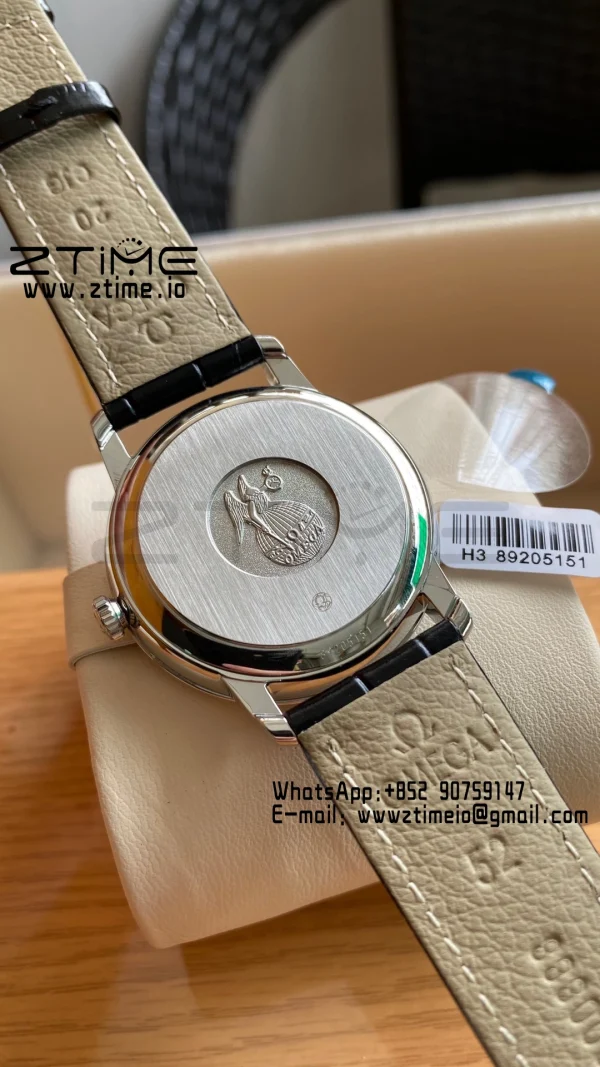 OMEGA De Ville Prestige 39.5mm SS A+F 1:1 Best Edition Μπλε κοκκώδες καντράν με δείκτες YG σε μαύρο δερμάτινο λουράκι A2500 - Super Clone Watch | 1:1 Best Version