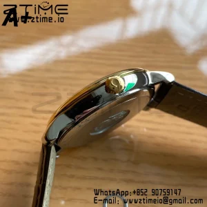 OMEGA De Ville Prestige 39.5mm RG/SS A+F 1:1 Best Edition Λευκό κοκκώδες καντράν YG Markers σε μαύρο δερμάτινο λουράκι A2500 - Super Clone Watch | 1:1 Best Version