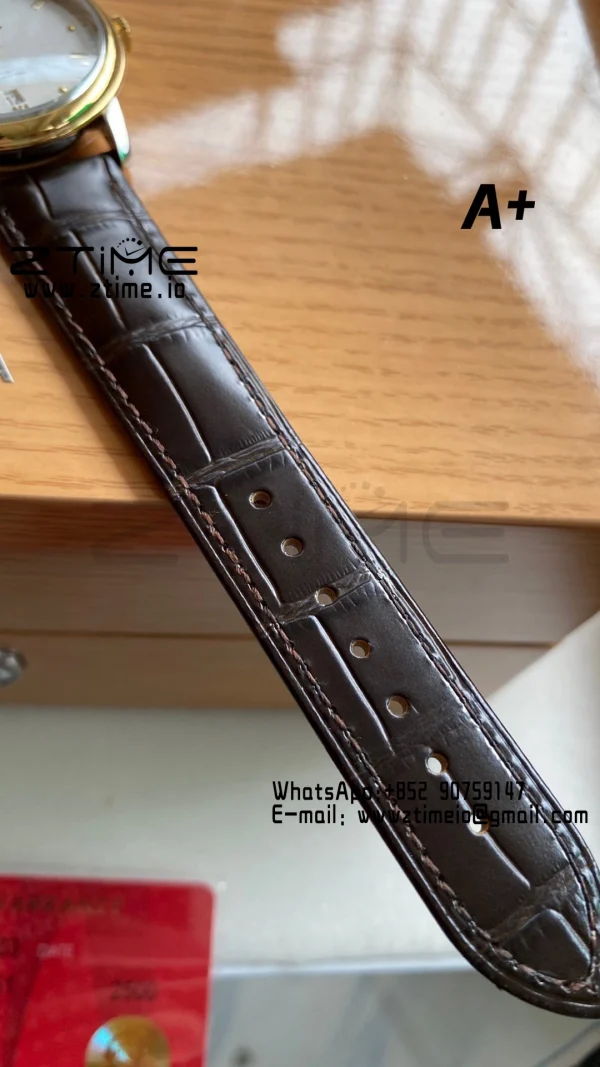 OMEGA De Ville Prestige 39.5mm RG/SS A+F 1:1 Best Edition Λευκό κοκκώδες καντράν YG Markers σε μαύρο δερμάτινο λουράκι A2500 - Super Clone Watch | 1:1 Best Version