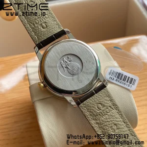 OMEGA De Ville Prestige 39.5mm RG/SS A+F 1:1 Best Edition Λευκό κοκκώδες καντράν YG Markers σε μαύρο δερμάτινο λουράκι A2500 - Super Clone Watch | 1:1 Best Version