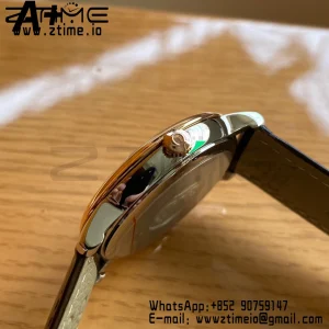 OMEGA De Ville Prestige 39.5mm RG/SS A+F 1:1 Best Edition White Granular Dial RG Markers on Black Leather Strap A2500 - Super Clone Watch | 1:1 Best Version