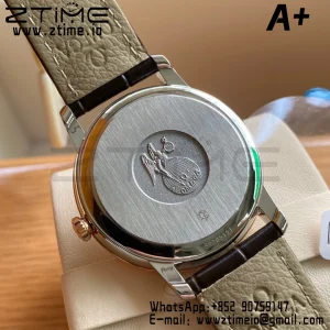 OMEGA De Ville Prestige 39.5mm RG/SS A+F 1:1 Best Edition White Granular Dial RG Markers on Black Leather Strap A2500 - Super Clone Watch | 1:1 Best Version