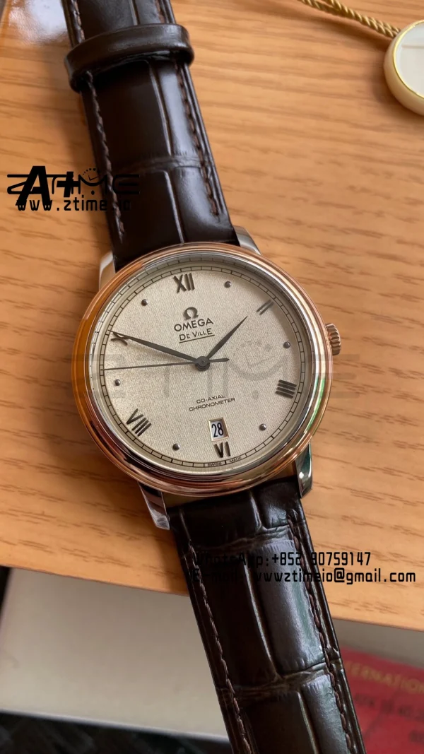 OMEGA De Ville Prestige 39.5mm SS A+F 1:1 Best Edition White Granular Dial Silver Markers on Black Leather Strap A2500 - Super Clone Watch | 1:1 Best Version