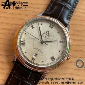 OMEGA De Ville Prestige 39.5mm SS A+F 1:1 Best Edition White Granular Dial Silver Markers on Black Leather Strap A2500 - Super Clone Watch | 1:1 Best Version