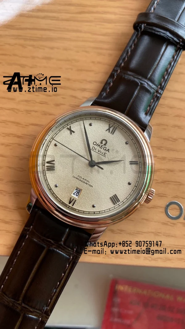 OMEGA De Ville Prestige 39.5mm SS A+F 1:1 Best Edition White Granular Dial Silver Markers on Black Leather Strap A2500 - Super Clone Watch | 1:1 Best Version