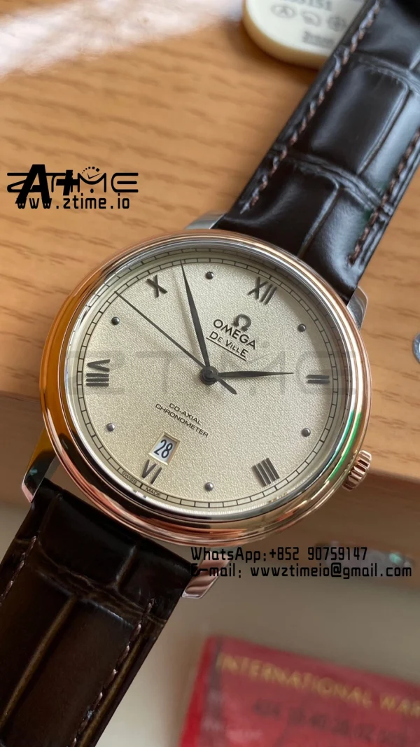 OMEGA De Ville Prestige 39.5mm SS A+F 1:1 Best Edition White Granular Dial Silver Markers on Black Leather Strap A2500 - Super Clone Watch | 1:1 Best Version