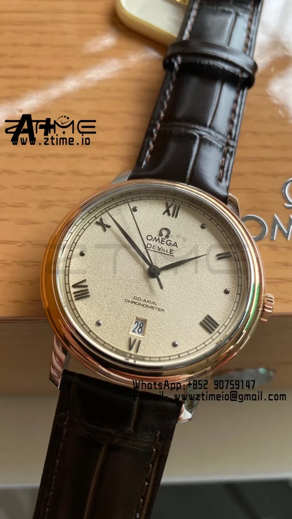 OMEGA De Ville Prestige 39.5mm SS A+F 1:1 Best Edition White Granular Dial Silver Markers on Black Leather Strap A2500 - Super Clone Watch | 1:1 Best Version