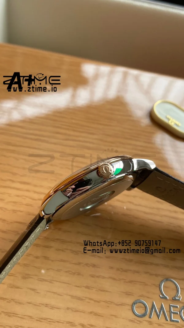 OMEGA De Ville Prestige 39.5mm SS A+F 1:1 Best Edition White Granular Dial Silver Markers on Black Leather Strap A2500 - Super Clone Watch | 1:1 Best Version