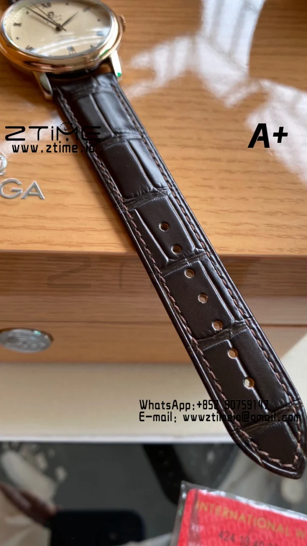OMEGA De Ville Prestige 39.5mm SS A+F 1:1 Best Edition White Granular Dial Silver Markers on Black Leather Strap A2500 - Super Clone Watch | 1:1 Best Version