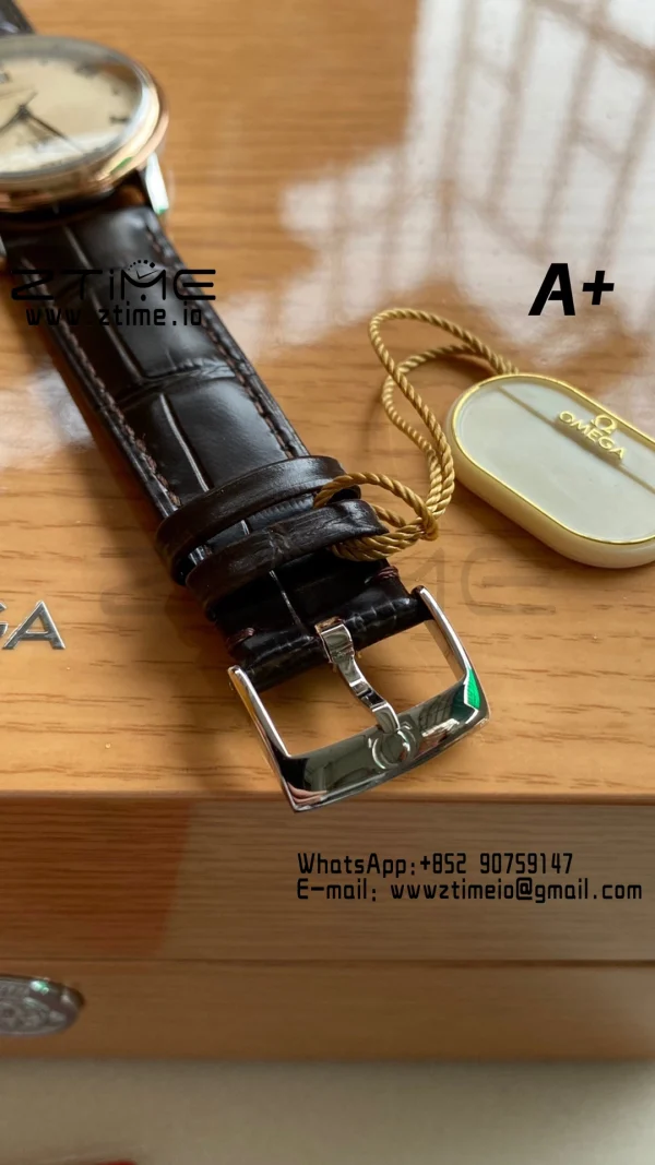 OMEGA De Ville Prestige 39.5mm SS A+F 1:1 Best Edition White Granular Dial Silver Markers on Black Leather Strap A2500 - Super Clone Watch | 1:1 Best Version