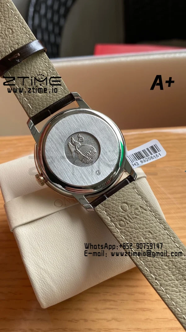 OMEGA De Ville Prestige 39.5mm SS A+F 1:1 Best Edition White Granular Dial Silver Markers on Black Leather Strap A2500 - Super Clone Watch | 1:1 Best Version