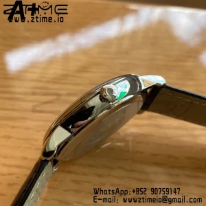 OMEGA De Ville Prestige 39.5mm SS A+F 1:1 Best Edition Black Granular Dial Silver Markers on Black Leather Strap A2500 - Super Clone Watch | 1:1 Best Version
