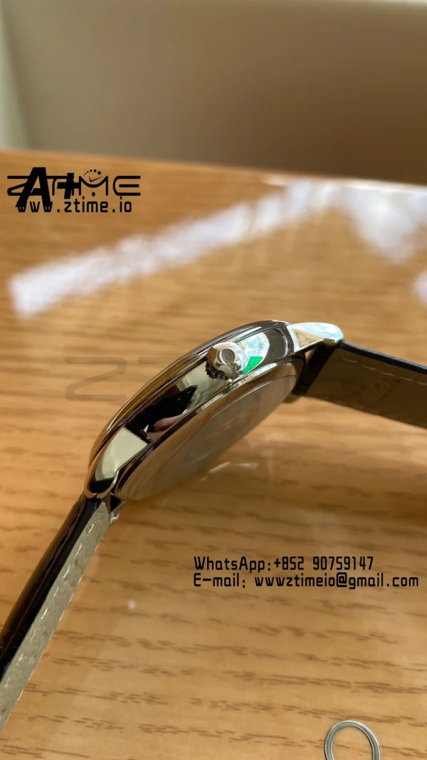 OMEGA De Ville Prestige 39.5mm SS A+F 1:1 Best Edition Black Granular Dial Silver Markers on Black Leather Strap A2500 - Super Clone Watch | 1:1 Best Version